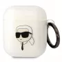 Karl Lagerfeld KLA2HNIKTCT Caurspīdīgs AirPods 1/2 maciņš ar Karla galvas dizainu