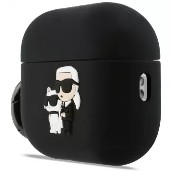 Karl Lagerfeld silikona 3D Karl & Choupette galvas maciņš AirPods Pro 3, melns