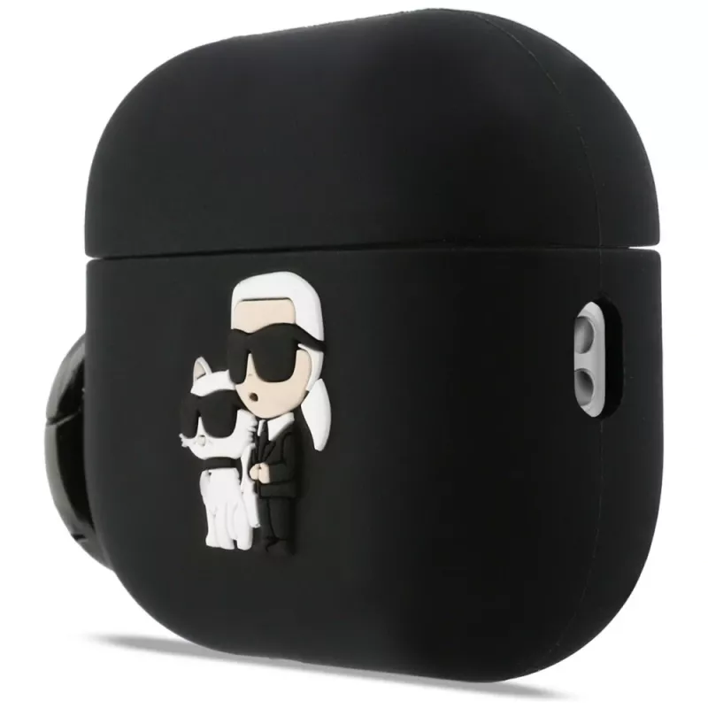 Karl Lagerfeld silikona 3D Karl & Choupette galvas maciņš AirPods Pro 3, melns