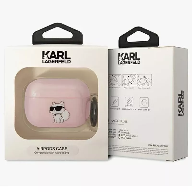 Karl Lagerfeld KLAPHNCHTCP AirPods Pro maciņš rozā Ikonik Choupette