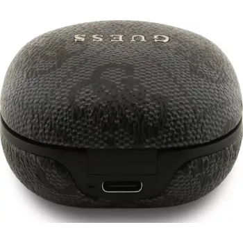 Guess 4G Classic Metal Logo True Wireless Bluetooth Austiņas ar ENC un uzlādes futrāli, Melnas