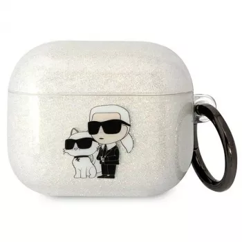 Karl Lagerfeld KLA3HNKCTGT AirPods 3 vāciņš caurspīdīgs ar mirdzumu Karl & Choupette