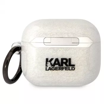 Karl Lagerfeld KLA3HNKCTGT AirPods 3 vāciņš caurspīdīgs ar mirdzumu Karl & Choupette