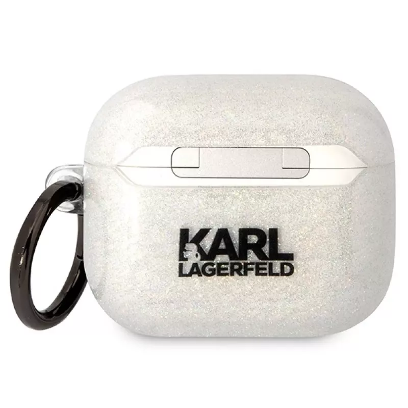 Karl Lagerfeld KLA3HNKCTGT AirPods 3 vāciņš caurspīdīgs ar mirdzumu Karl & Choupette