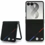 BMW M ādas perforēts trīskrāsu svītru MagSafe maciņš Samsung Galaxy Z Flip8 - Melns