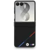 BMW M ādas perforēts trīskrāsu svītru MagSafe maciņš Samsung Galaxy Z Flip8 - Melns