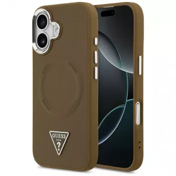 GUESS Triangle Logo MagSafe maciņš iPhone 17 - brūns