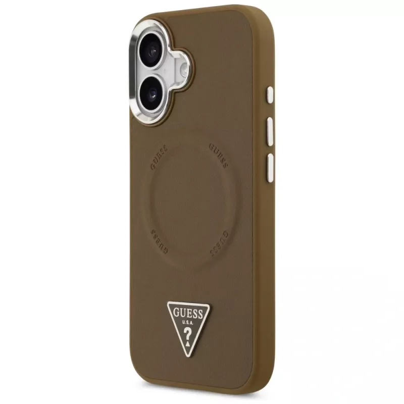 GUESS Triangle Logo MagSafe maciņš iPhone 17 - brūns
