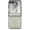 Guess Magnetic Ring Stand Grained Classic Logo MagSafe Maciņš Samsung Galaxy Z Flip 8, Bēšs