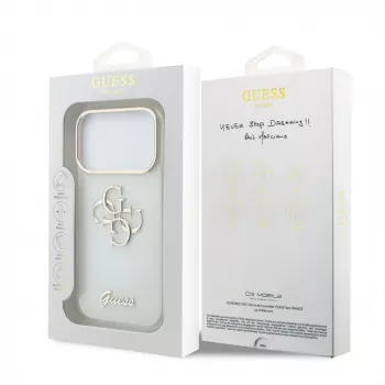 GUESS 4G Script Metal aizsargmaciņa iPhone 18 Pro Max / 17 Pro Max - balta