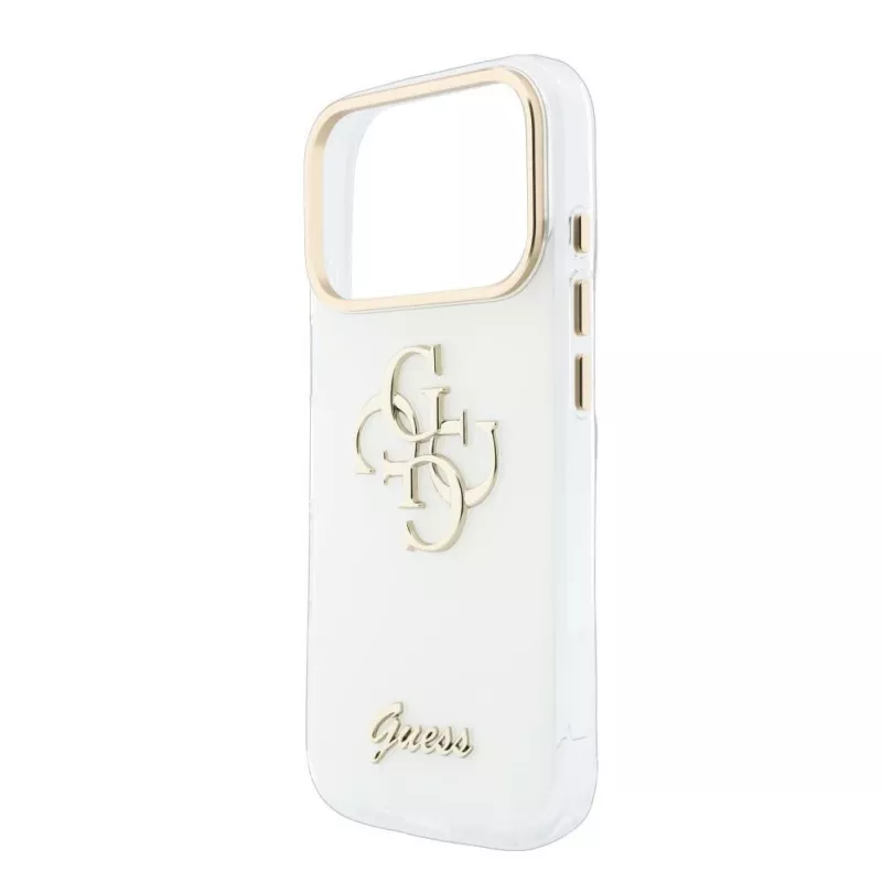 GUESS 4G Script Metal aizsargmaciņa iPhone 18 Pro Max / 17 Pro Max - balta