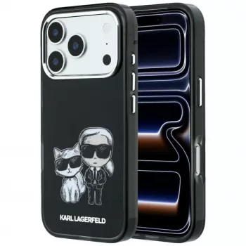 Karl Lagerfeld Smooth Karl & Choupette Bodies Sketch MacSafe maciņš iPhone 18 Pro / 17 Pro - Melns