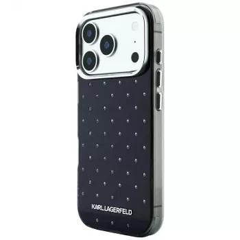 Karl Lagerfeld IML Rhinestones Allover un Elektroplatēts Logo Maciņš iPhone 18 Pro / 17 Pro - Melns