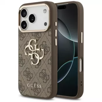GUESS 4G Big Classic Logo maciņš iPhone 17 Pro / 18 Pro – brūns un zelts
