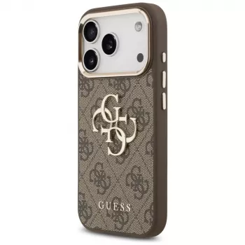 GUESS 4G Big Classic Logo maciņš iPhone 17 Pro / 18 Pro – brūns un zelts