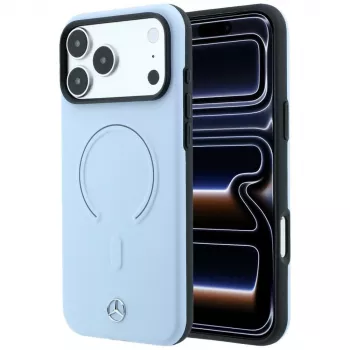 Mercedes Leather 3D MagSafe Maciņš iPhone 18 Pro Max / 17 Pro Max - Zils