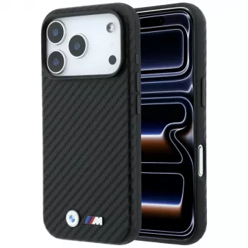 BMW M Carbon Metal Logo MagSafe Maciņš iPhone 18 Pro / 17 Pro – Melns