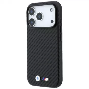 BMW M Carbon Metal Logo MagSafe Maciņš iPhone 18 Pro / 17 Pro – Melns