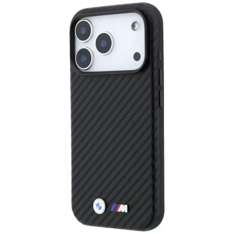 BMW M Carbon Metal Logo MagSafe Maciņš iPhone 18 Pro / 17 Pro – Melns