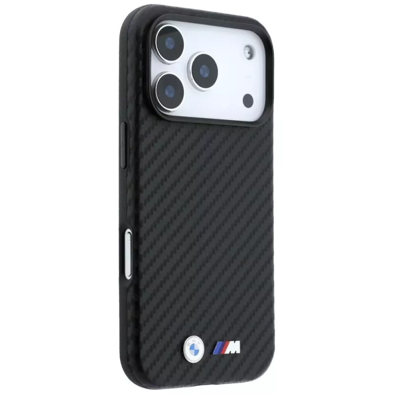 BMW M Carbon Metal Logo MagSafe Maciņš iPhone 18 Pro / 17 Pro – Melns