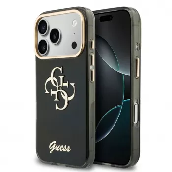 GUESS IML 4G Script Metal maciņš iPhone 18 Pro Max / 17 Pro Max - Melns