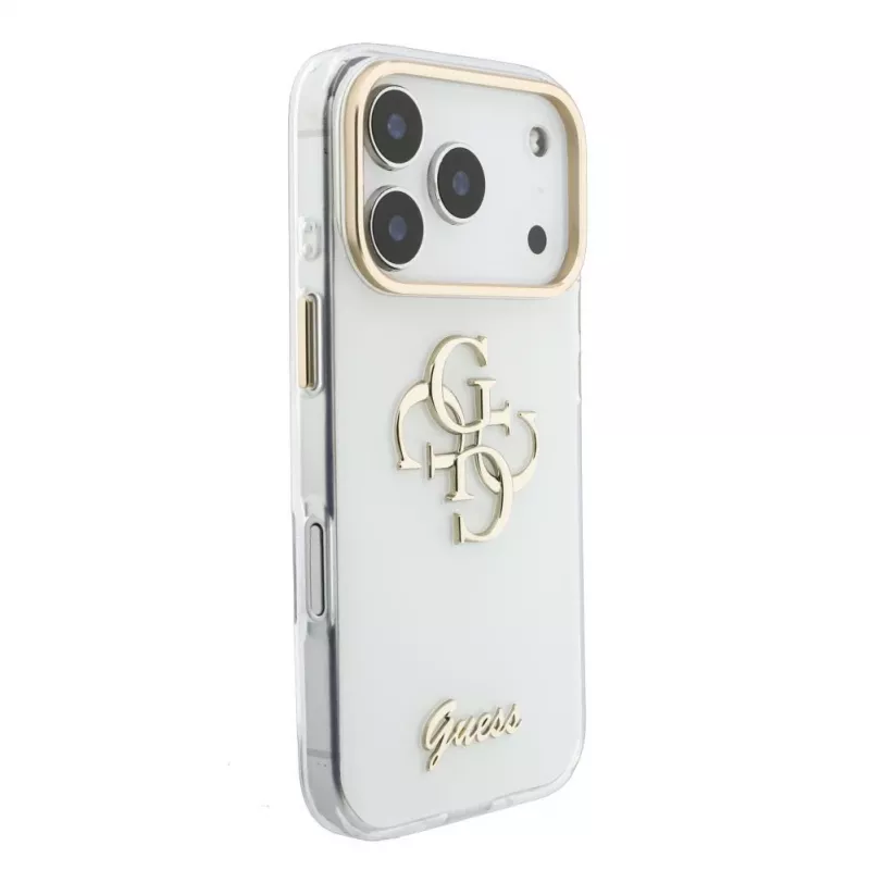 GUESS IML 4G Script Metal MagSafe vāciņš iPhone 18 Pro / 17 Pro, balts