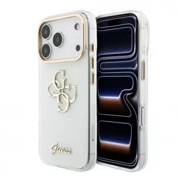 GUESS IML 4G Script Metal MagSafe vāciņš iPhone 18 Pro / 17 Pro, balts
