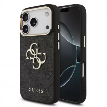 GUESS 4G Big Classic Logo maciņš iPhone 18 Pro Max / 17 Pro Max - Melns un Zelts