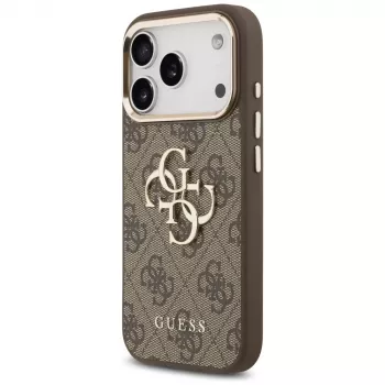 GUESS 4G Big Logo Classic Phone Case iPhone 17 Pro Max / 18 Pro Max – Brūns un Zelts