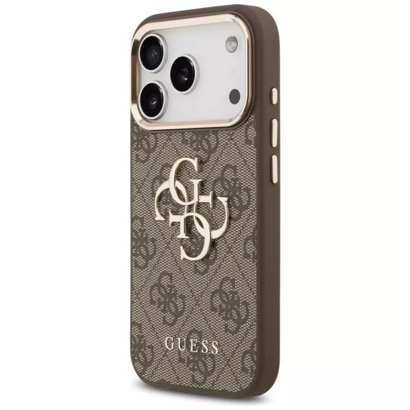 GUESS 4G Big Logo Classic Phone Case iPhone 17 Pro Max / 18 Pro Max – Brūns un Zelts