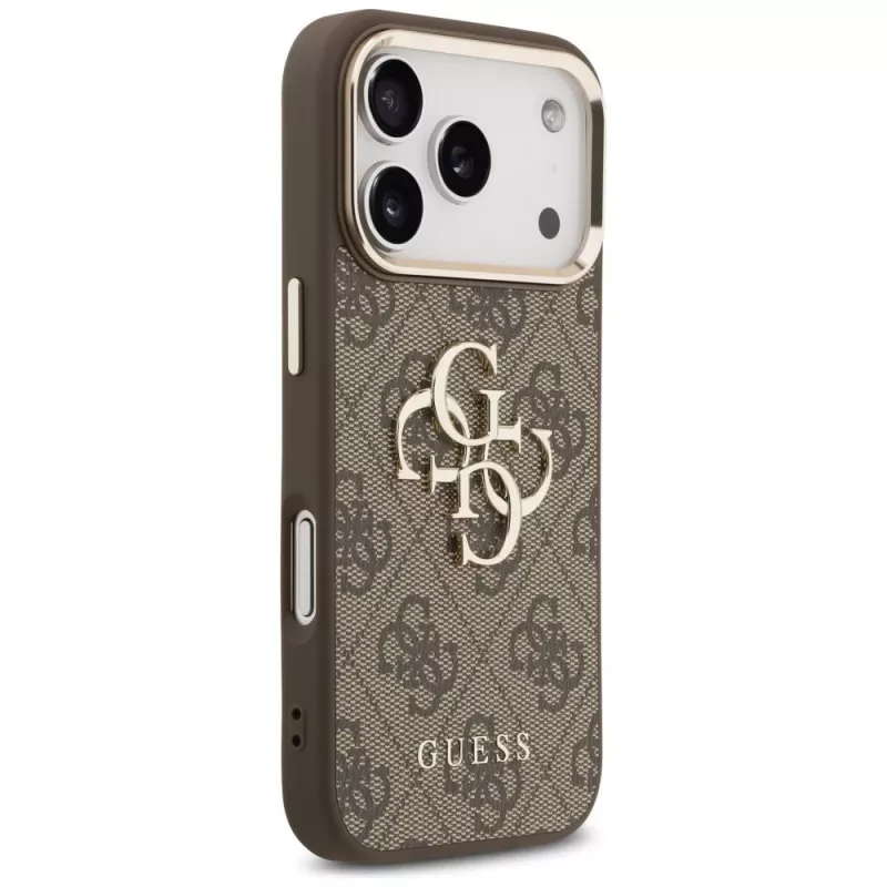 GUESS 4G Big Logo Classic Phone Case iPhone 17 Pro Max / 18 Pro Max – Brūns un Zelts