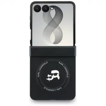 Karl Lagerfeld Karl & Choupette Pins Macīgais vāciņš Samsung Galaxy Z Flip8 - Melns