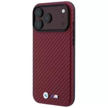 BMW M Carbon Metal Logo MagSafe Maciņš iPhone 18 Pro / 17 Pro – Burgundy