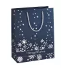 SIGEL GT110 Silver Snowflakes dāvanu maisiņu komplekts, 3 gab., pārklāts papīrs, balti tekstila auklas rokturi, metālisks spīdums, Ziemassvētkiem un ziemas svētkiem, 230 x 180 x 100 mm