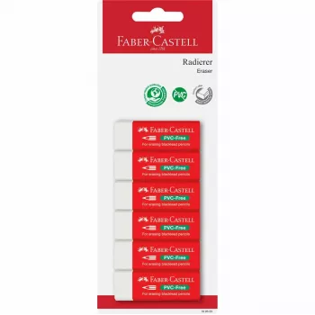 Faber-Castell PVC-Free dzēšgumija 7095-20, 6 gab. iepakojums, balta