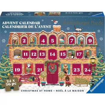 RAVENSBURGER Puzzle Adventes kalendārs Christmas at Home - 24 mini puzles, 576 gabali, Softclick Technology