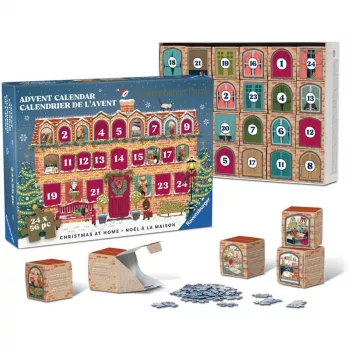 RAVENSBURGER Puzzle Adventes kalendārs Christmas at Home - 24 mini puzles, 576 gabali, Softclick Technology