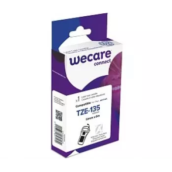 ARMOR WECARE saderīga Brother TZe-135 lente, balts uz caurspīdīgas lentes, 12mm x 8m
