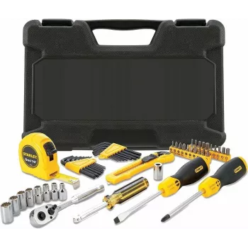 STANLEY STMT0-74864 51 daļu instrumentu komplekts ar 1/4 collu un 1/2 collu uzgriežņu atslēgām un kombinētajām atslēgām, pūšamā veidnē veidotā kastē