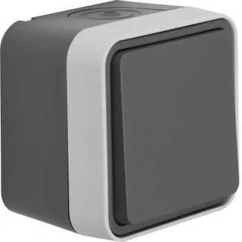 Hager WNC020 Virsmas montāžas spiedpogas slēdzis, 1-pola NO, IP55, pelēks