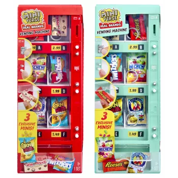 MGA's Miniverse Vending Machine Playset - Make It Mini Food Diner Series 1, 4 pārsteiguma kapsulas, interaktīvs monētu slots un dozators, kolekcionējami mini ēdieni, vecumam 8+
