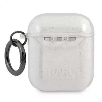 Karl Lagerfeld KLA2UKHGS AirPods 1/2 vāciņš Silver Glitter Karl's Head