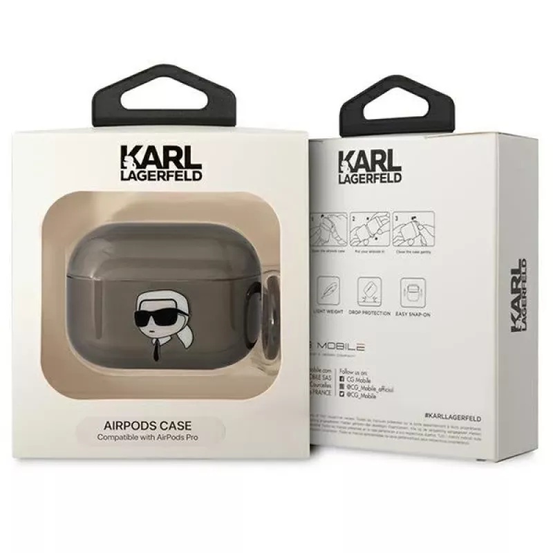 Karl Lagerfeld KLAPHNIKTCK AirPods Pro vāciņš Black Karl Head
