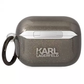 Karl Lagerfeld KLAPHNKCTGK AirPods Pro vāciņš Glitter Karl & Choupette melns