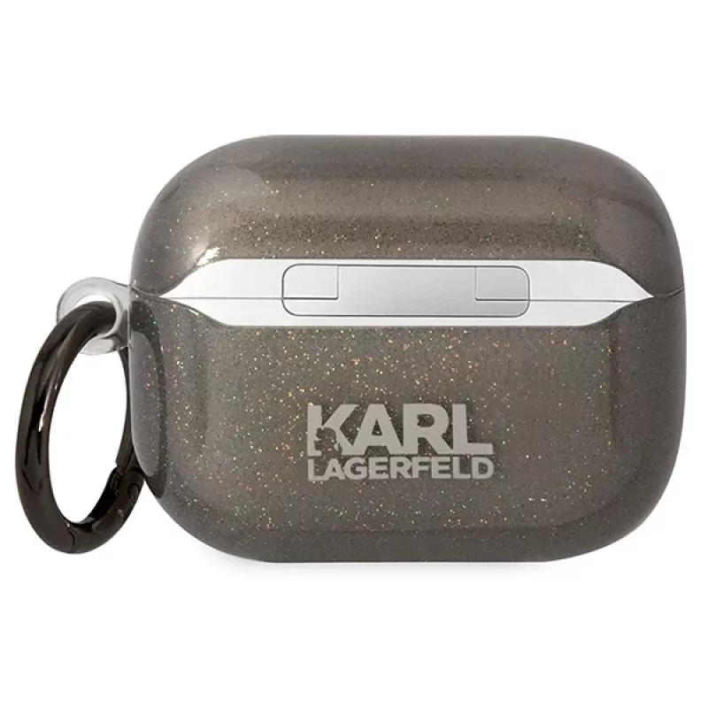 Karl Lagerfeld KLAPHNKCTGK AirPods Pro vāciņš Glitter Karl & Choupette melns