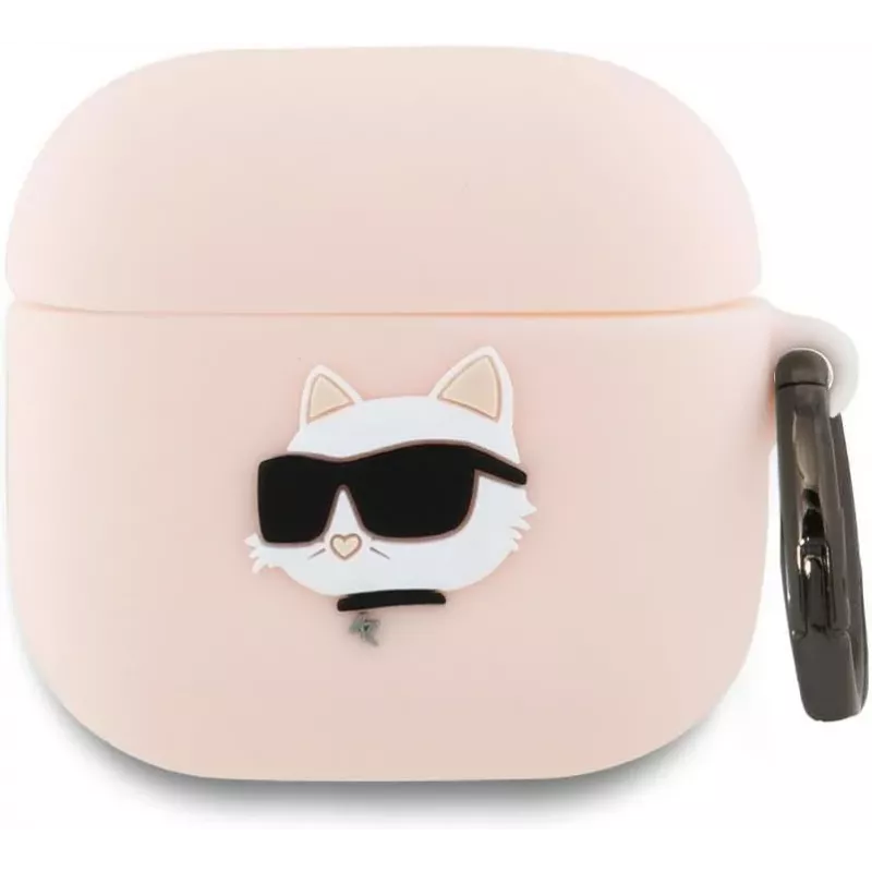Karl Lagerfeld Silikona Choupette galvas 3D maciņš AirPods 4 – Rozā