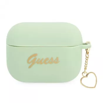 GUESS GUAPLSCHSN AirPods Pro vāciņš zaļš silikona Charm Heart kolekcija