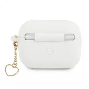 Guess GUAPLSCHSH AirPods Pro vāciņš balts silikona sirds piekariņš Heart kolekcija