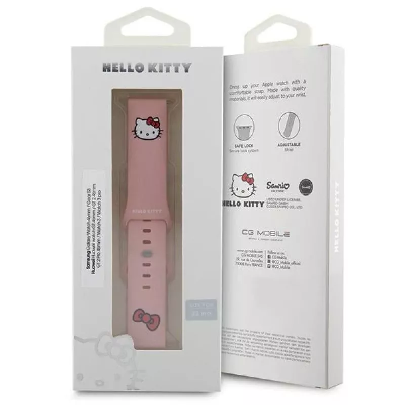 Hello Kitty universāla silikona pulksteņa siksniņa 22mm rozā Kitty galvas dizains