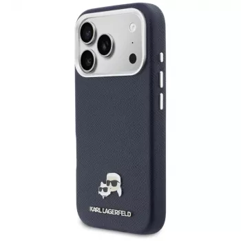 Karl Lagerfeld Karl & Choupette Head Pins Saffiano MagSafe maciņš iPhone 17 Pro - zils